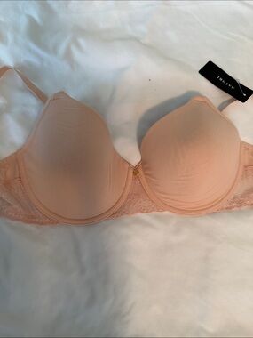 Natori Peach Lace-Trim Smooth T-Shirt Bra